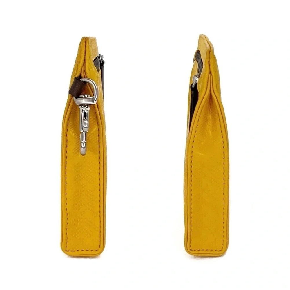 Coach Clip-on Accessory Pouch Logo Sunflower Yellow Brown PVC 8.5” x 5.5” x 1”